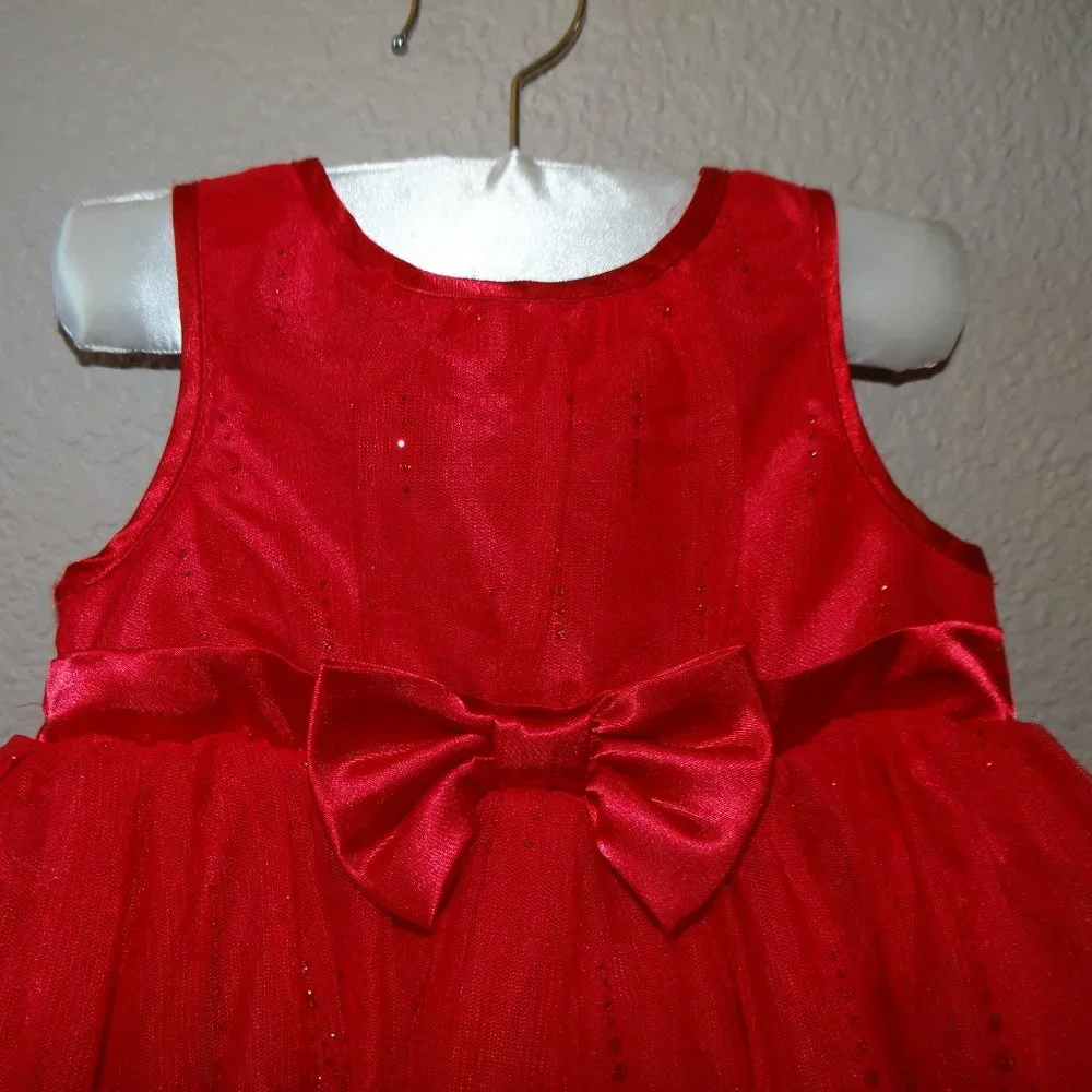 Genuine Kids Glittery Red Holiday / Christmas / Special Occasion Dress 18 Mo.